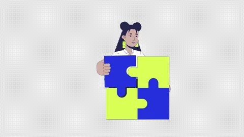 Jigsaw problem solving 2D animation Stock Footage 299819258