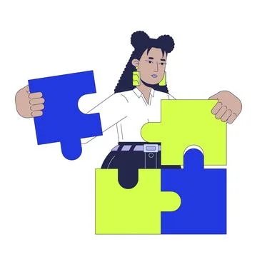 Jigsaw problem solving 2D illustration concept 스톡 일러스트