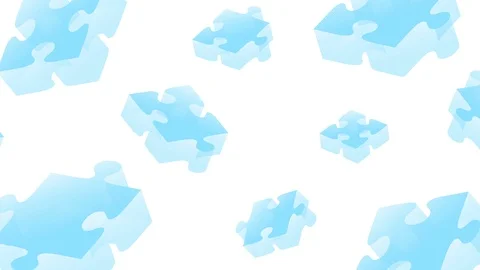 Jigsaw puzzle 3D isometric virtual float moving blue color Stock Footage 93237689