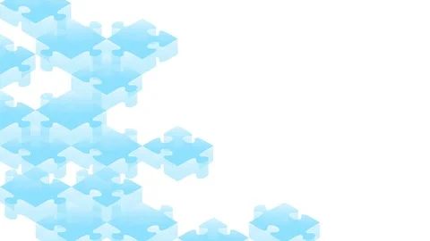 Jigsaw puzzle 3D isometric virtual assemble moving blue color Stock Footage 93237774