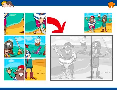 Jigsaw puzzle activity with pirates Illustrazione stock