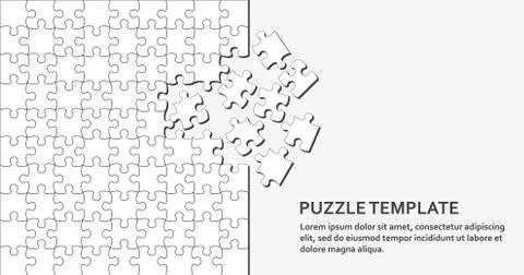 Jigsaw puzzle background with many white pieces. Abstract mosaic template Stock Illustration