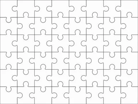 Jigsaw puzzle blank 6x8 elements, fourty-eight vector pieces. Stock Illustration