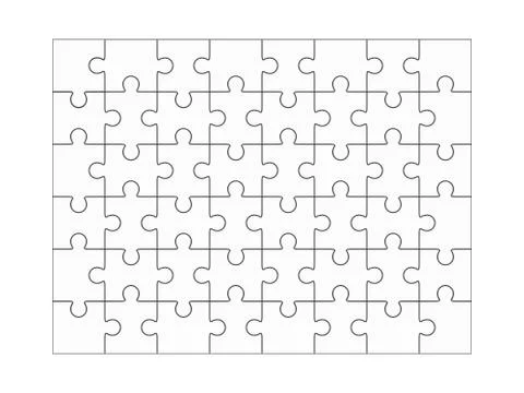 Jigsaw puzzle blank 6x8 elements, fourty-eight vector pieces. Stock Illustration