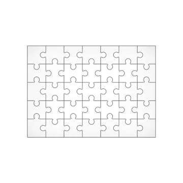 Jigsaw puzzle blank 7x5 elements, thirty-five vector pieces. Stock Illustration