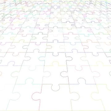 Jigsaw puzzle blank in perspective. Vector illustration Stock Illustration