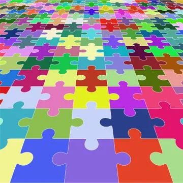 Jigsaw puzzle blank in perspective. Vector illustration Stock Illustration