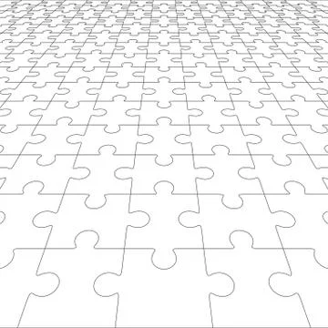 Jigsaw puzzle blank in perspective. Vector illustration Stock Illustration