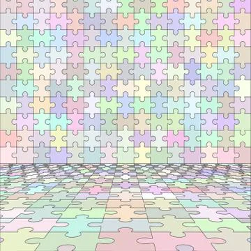 Jigsaw puzzle blank room in perspective. Vector illustration Stock Illustration