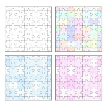 Jigsaw puzzle blank seamless templates Stock Illustration