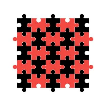 Jigsaw puzzle blank simple broken vector square of twenty-five pieces Stock Illustration