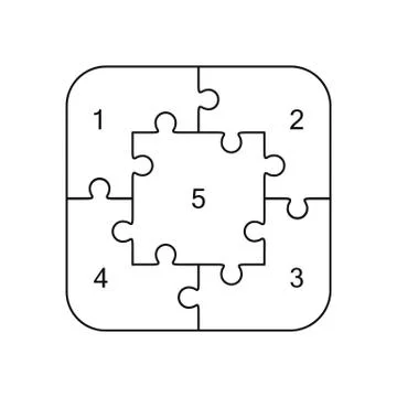 Jigsaw puzzle blank simple vector of five pieces Stock Illustration