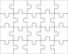 Blank Jigsaw Puzzle 4 pieces. Simple line art style for printing