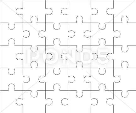 Puzzles Blank Template with Linked Rectangle Grid. Jigsaw Puzzle