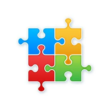 Jigsaw puzzle blank template or cutting guidelines. Vector illustration Stock Illustration