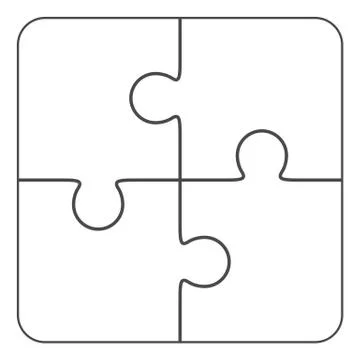 Jigsaw puzzle blank vector 2x2, four pieces Stock Illustration