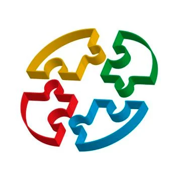 Jigsaw puzzle blank vector 2x2 elements, four pieces Stockillustratie