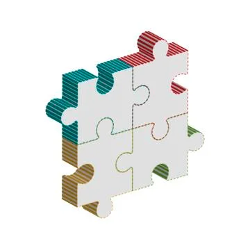 Jigsaw puzzle blank vector 2x2, four pieces Stock Illustration