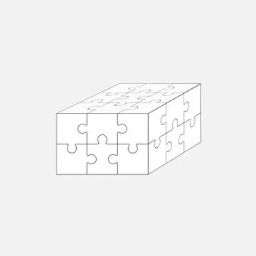 Jigsaw puzzle blank vector 3x2, six pieces Stock Illustration