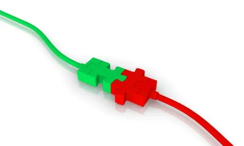 Jigsaw puzzle cable connection Stock Illustration