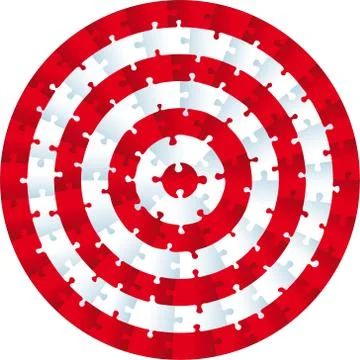 Jigsaw puzzle circle. Concentric pieces as a bullseye. Stock Illustration