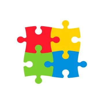 Jigsaw puzzle colored vector 2x2, four pieces Stock Illustration