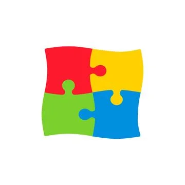 Jigsaw puzzle colored vector 2x2, four pieces Illustrazione stock
