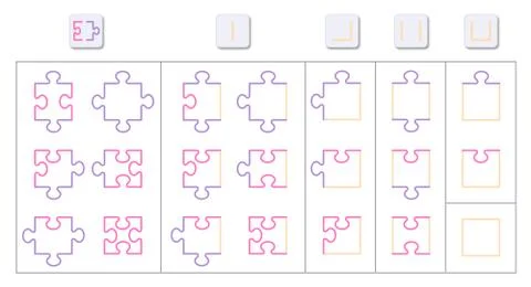 Jigsaw Puzzle Different Shapes Possible Patterns Pieces Sample Set Ilustración de archivo