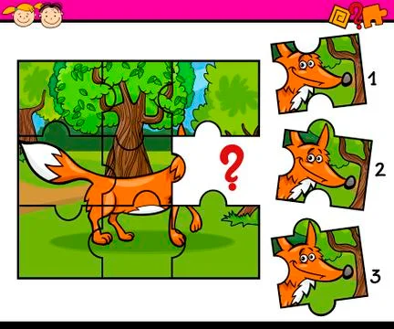 Jigsaw puzzle educational task Illustrazione stock
