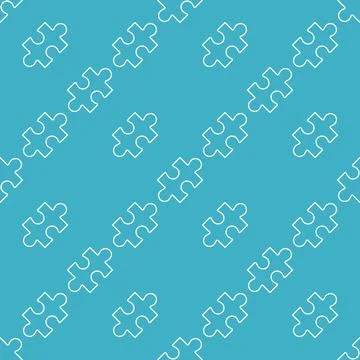 Jigsaw Puzzle Element vector minimal seamless pattern in outline style Stock Illustration