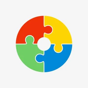 Jigsaw puzzle in the form of circle. Stock Illustration