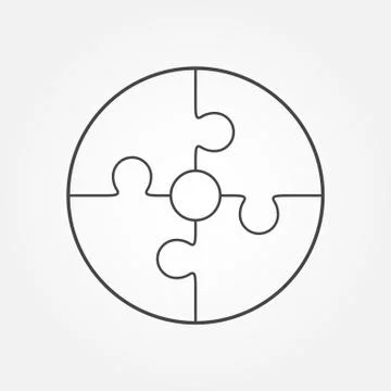 Jigsaw puzzle in the form of circle. Stock Illustration