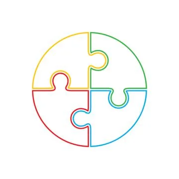 Jigsaw puzzle in the form of circle. Stock Illustration