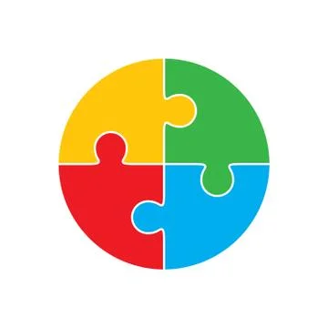 Jigsaw puzzle in the form of circle. Stock Illustration