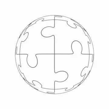 Jigsaw puzzle in the form of a circle. Vector Stock Illustration