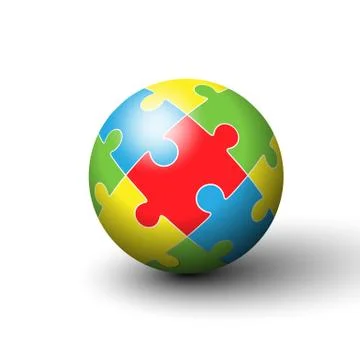 Jigsaw puzzle in the form of a circle. Vector Illustrazione stock