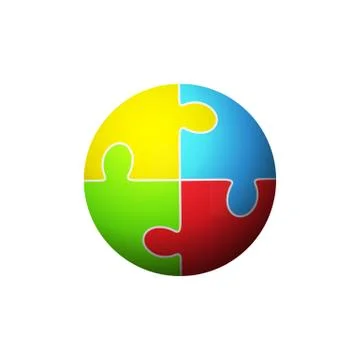 Jigsaw puzzle in the form of a colored circle. Vector Stock Illustration