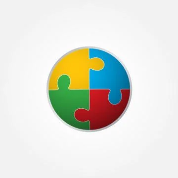 Jigsaw puzzle in the form of a colored circle. Vector Stock Illustration