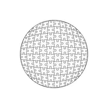 Jigsaw puzzle in the form of a sphere. Vector Stock Illustration