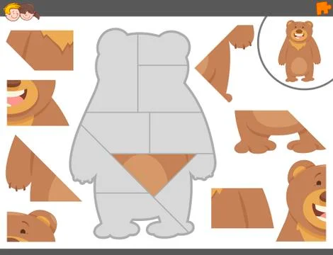 Jigsaw puzzle game with bear Stock Illustration