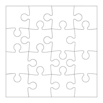 Jigsaw puzzle game square template with angles. Puzzle pieces. Puzzle pieces イラスト素材