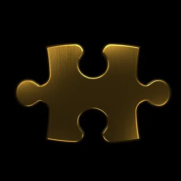Jigsaw Puzzle Gold 3D rendering Illustration Stock Illustration