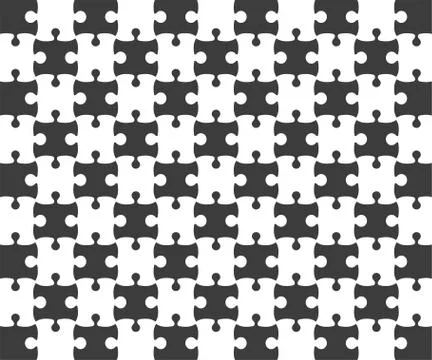 Jigsaw Puzzle grid template, black and white. Vector illustration. Stock Illustration