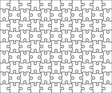 Jigsaw Puzzle grid template, pattern. Vector illustration. Illustrazione stock