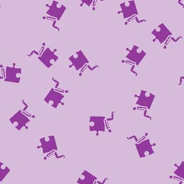Jigsaw puzzle human glyph vector seamless pattern Stock Illustration