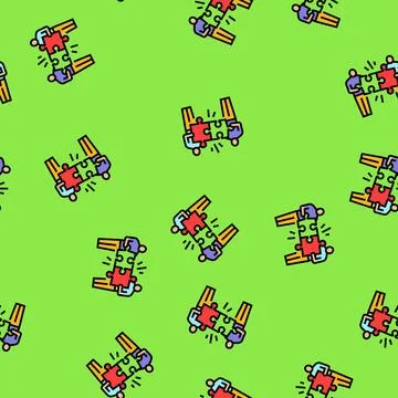Jigsaw puzzle human vector seamless pattern Illustrazione stock