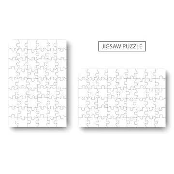 Jigsaw puzzle mockup template, vector illustration Stock Illustration