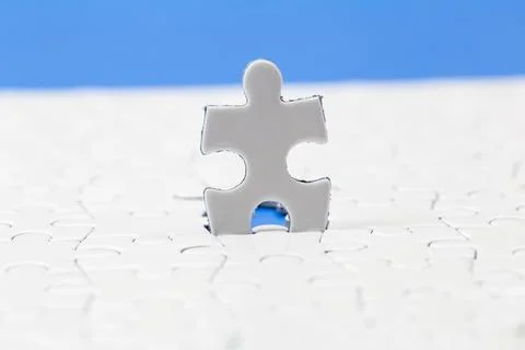 Jigsaw puzzle with one piece missing. business and success concept Stock Photos