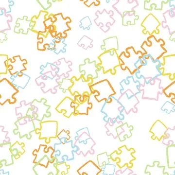 Jigsaw Puzzle Outlines Seamless Pattern. Vector seamless pattern illustration Stock Illustration