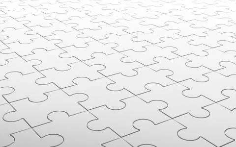 Jigsaw puzzle, pattern texture on white background. 3d illustration Foto stock